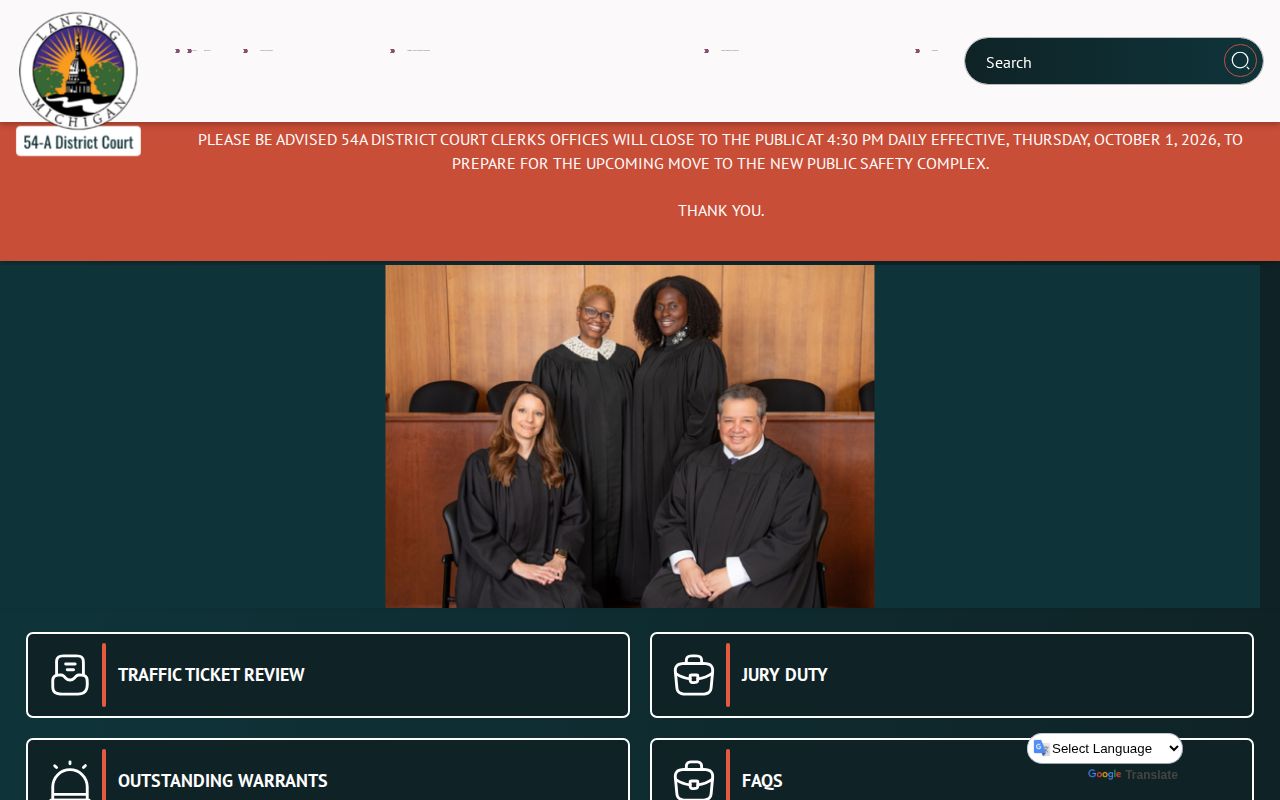Official Lansing 54-A District Court information page