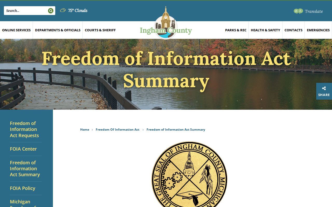 Ingham County Freedom of Information Act request information page